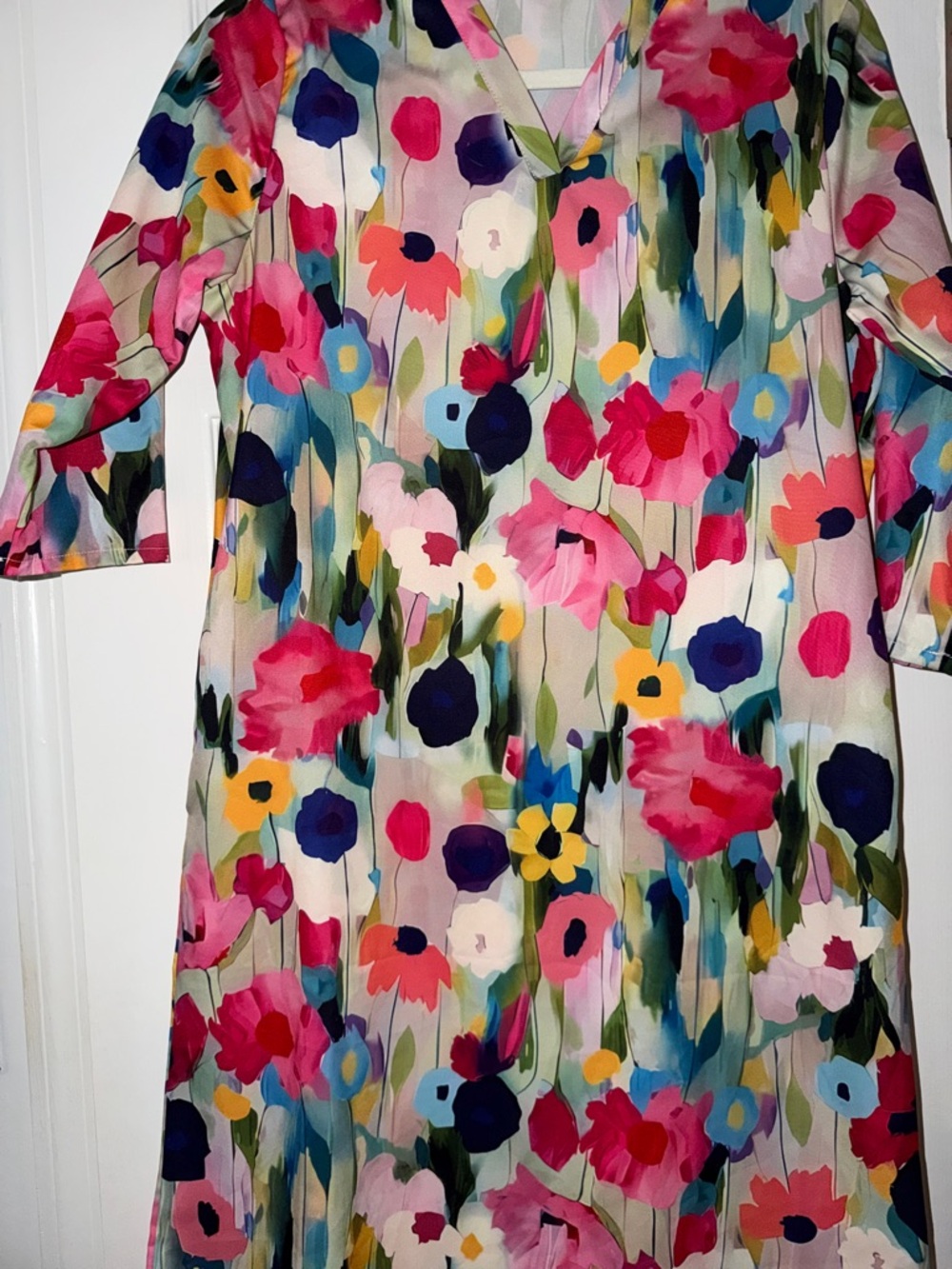 Floral Multicolor V-Neck Kids Dress